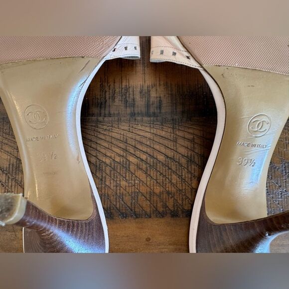 Chanel CC Logo Baby Pink Pastel Kitten Heels EU 39.5 US 9.5 Authentic Vintage - Picture 11 of 12
